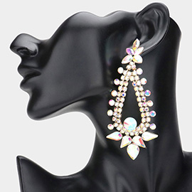 Teardrop Round Cluster Embellished Dangle Evening Earrings