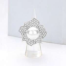 Pearl Centered Flower Stretch Ring