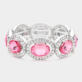 Crystal Rhinestone Oval Stretch Evening Bracelet