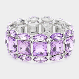 Marquise Square Stone Cluster Stretch Evening Bracelet