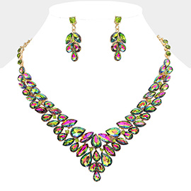 Teardrop Stone Cluster Evening Necklace