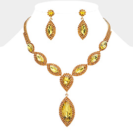 Marquise Stone Cluster Pointed Evening Necklace