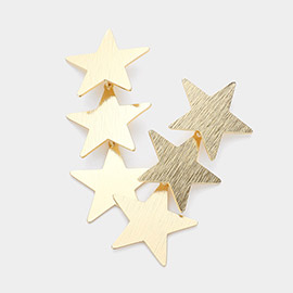 Brushed Metal Plate Star Link Earrings