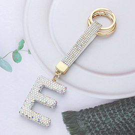 Bling Studded Monogram Initial E Keychain