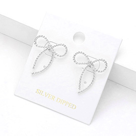 Silver Dipped Metal Rope Bow Earrings