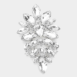 Oversized Glass Crystal Marquise Pin Brooch