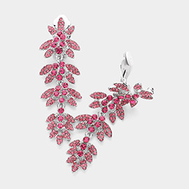 Rhinestone Paved Vine Dropdown Evening Earrings