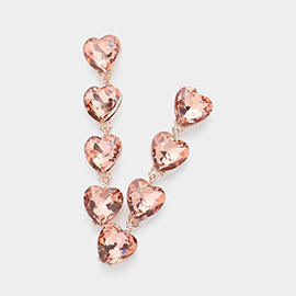 Heart Stone Cluster Link Dropdown Evening Earrings