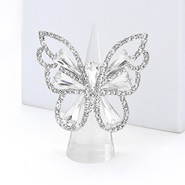 Rhinestone Paved Butterfly Stretch Ring