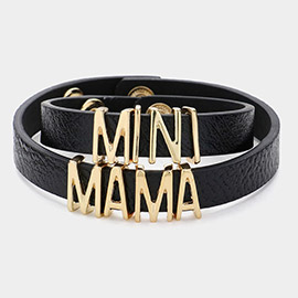 2PCS - MINI MAMA Message Faux Leather Button Snap Bracelets Set