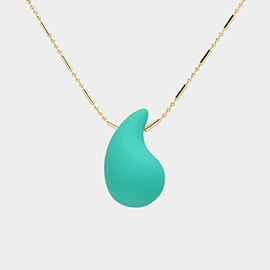 Matte Colored Teardrop Pendant Necklace