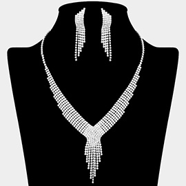 Rhinestone Paved Fringe Necklace