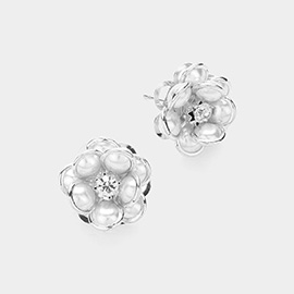 Pearl Flower Stud Earrings