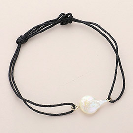 Freshwater Pearl Pointed Waxed Thread Adjustable Bracelet