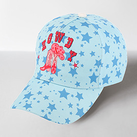 Howdy Cowboy Boots Pointed Star Pattern Printed Baseball Cap