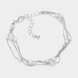 Triple Peal Layered Station Bracelet