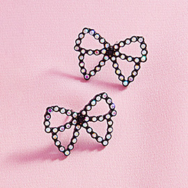 Rhinestone Paved Bow Stud Earrings