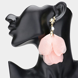 Oversized Pearl Pointed Flower Petal Earrings