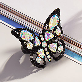 Multi Stone Embellished Butterfly Stretch Ring