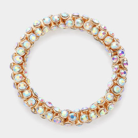 Round Stone Bezel Stretch Evening Bracelet