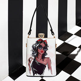 Lady Printed Top Handle Mini Bag / Crossbody Bag