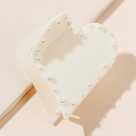 Pearl Pointed Heart Hair Claw Clip