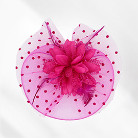 Feather Mesh Flower Fascinator / Headband