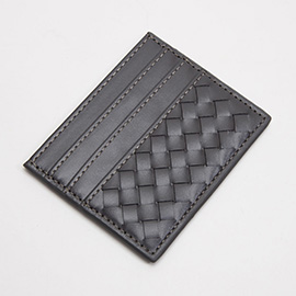 Faux Leather Basket Weave Card Holder Wallet