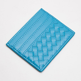 Faux Leather Basket Weave Card Holder Wallet