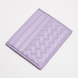 Faux Leather Basket Weave Card Holder Wallet