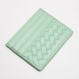 Faux Leather Basket Weave Card Holder Wallet