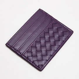 Faux Leather Basket Weave Card Holder Wallet