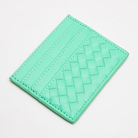 Faux Leather Basket Weave Card Holder Wallet