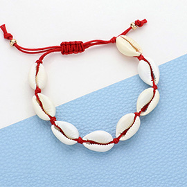 Puka Shell Beaded Cinch Pull Tie Bracelet