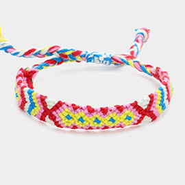 Aztec Pattern Threaded Adjustable Cinch Pull Tie Bracelet