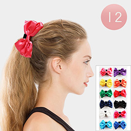 12PCS - Plain Bow Barrettes