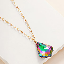 Crystal Teardrop Stone Pendant Necklace