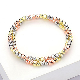 2PCS - Stainless Steel Ball Stretch Multi Layered Bracelets