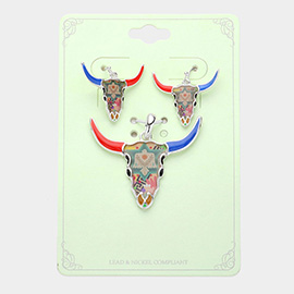 Enamel Steer Head Pendant Set