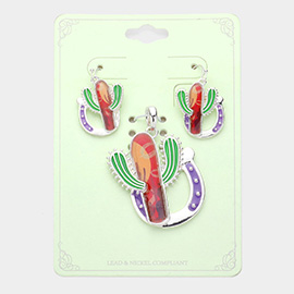 Enamel Cactus Pendant Set