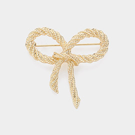 Rhinestone Paved Rope Bow Pin Brooch