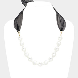 Ribbon Pearl Necklace