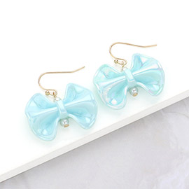 Metallic Resin Bow Dangle Earrings