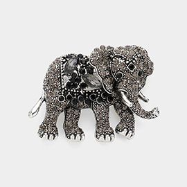 Stone Embellished Elephant Pin Brooch