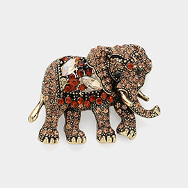 Stone Embellished Elephant Pin Brooch