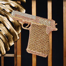 Crystal Rhinestone Gun Shaped Evening Clutch Bag