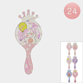 24PCS - Character Printed Crown Shaped Kids Hair Brushes