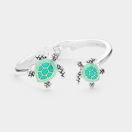 Sea Turtle Tip Hinged Cuff Bracelet