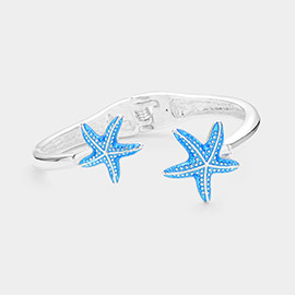 Starfish Tip Hinged Cuff Bracelet