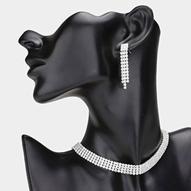 Rhinestone Paved Evening Choker Necklace